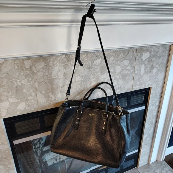 Kate Spade Mulberry Leighann Tote Large Black Leather Logo Strap